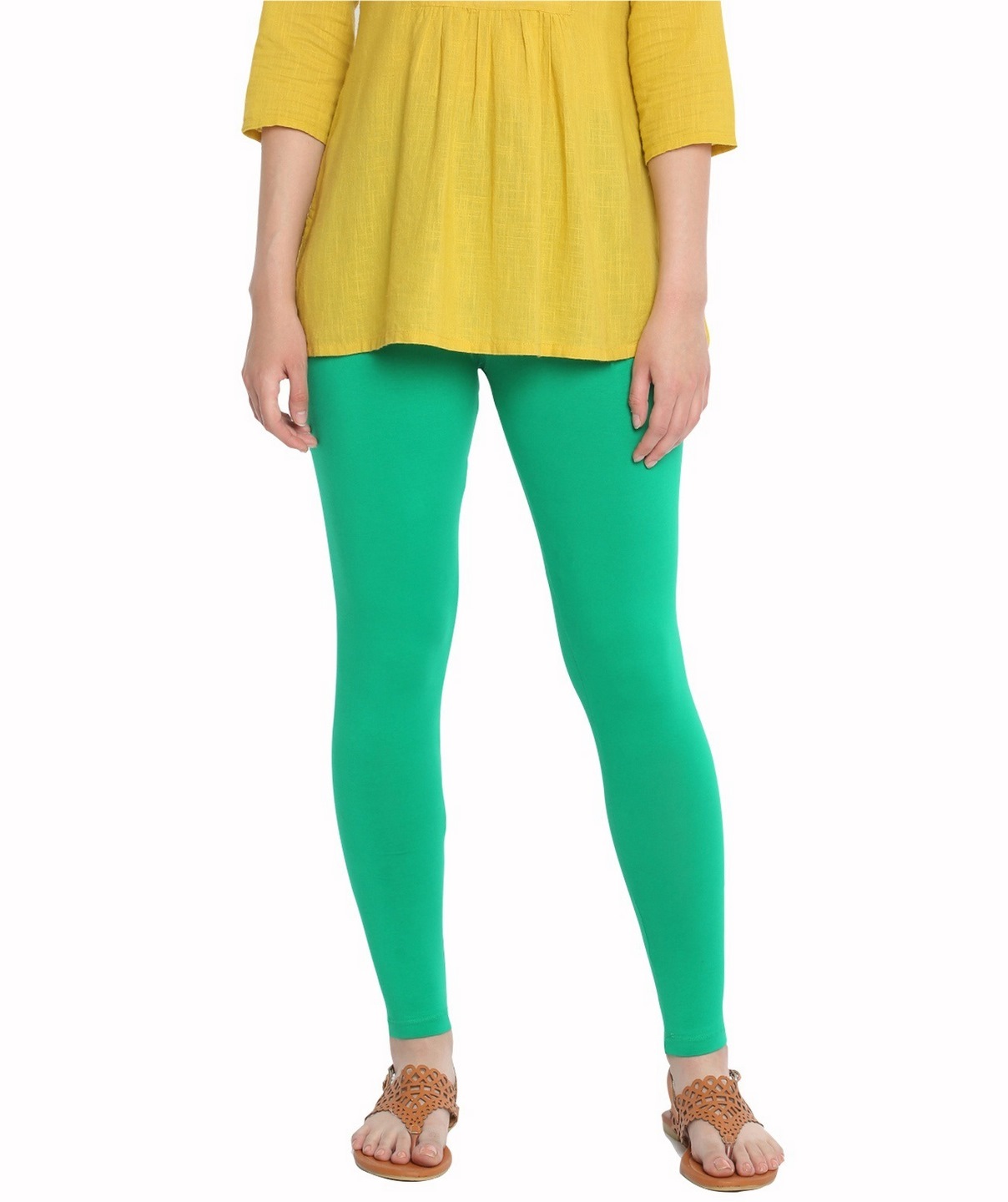 Buy Women's Shiny Satin Lycra Dark Green Color Leggings Small Size at