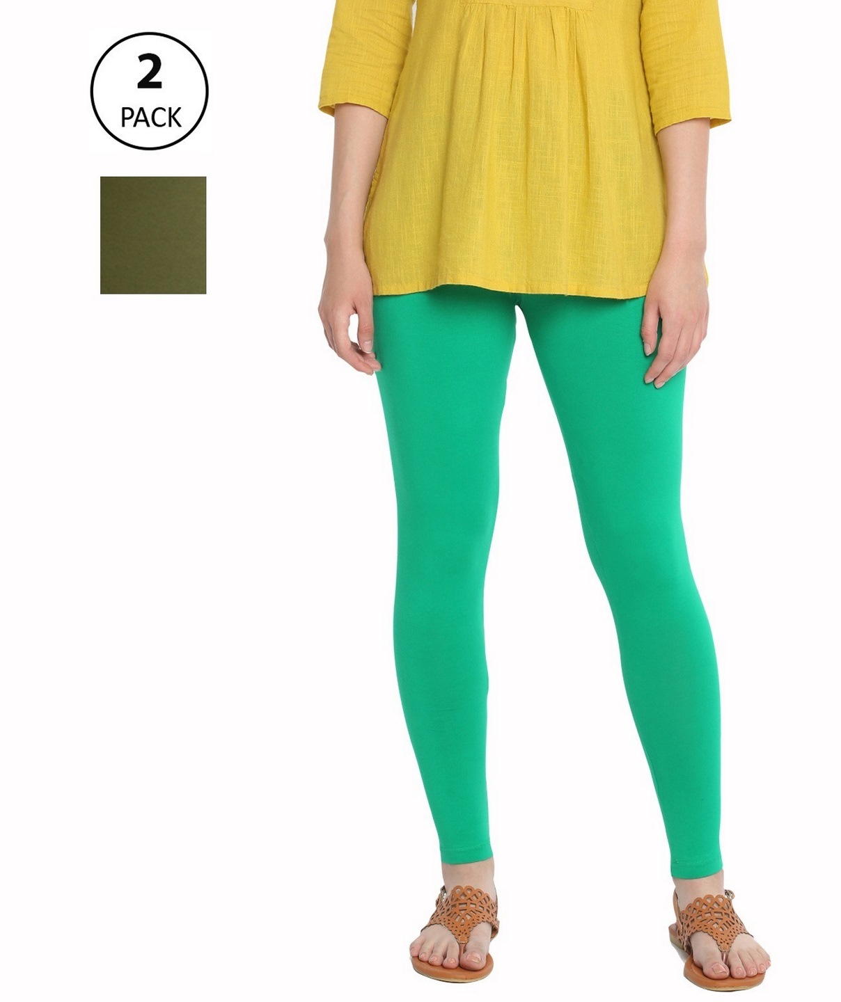 Buy Women Plain Cotton Chudidar Green Color Leggings of Vami_15 at Amazon.in