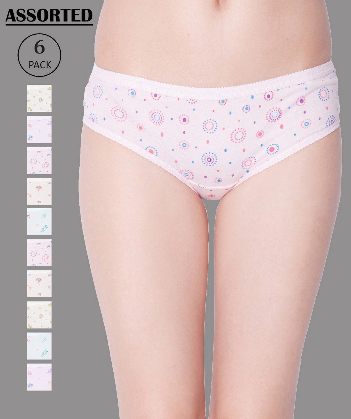 Buy Dollar Missy Women Outer Elastic Deep Color Printed Assorted Pack of 6  Hipster Panties (8905474852631_MMBB-101P-R3-OE-PO6_XS) at