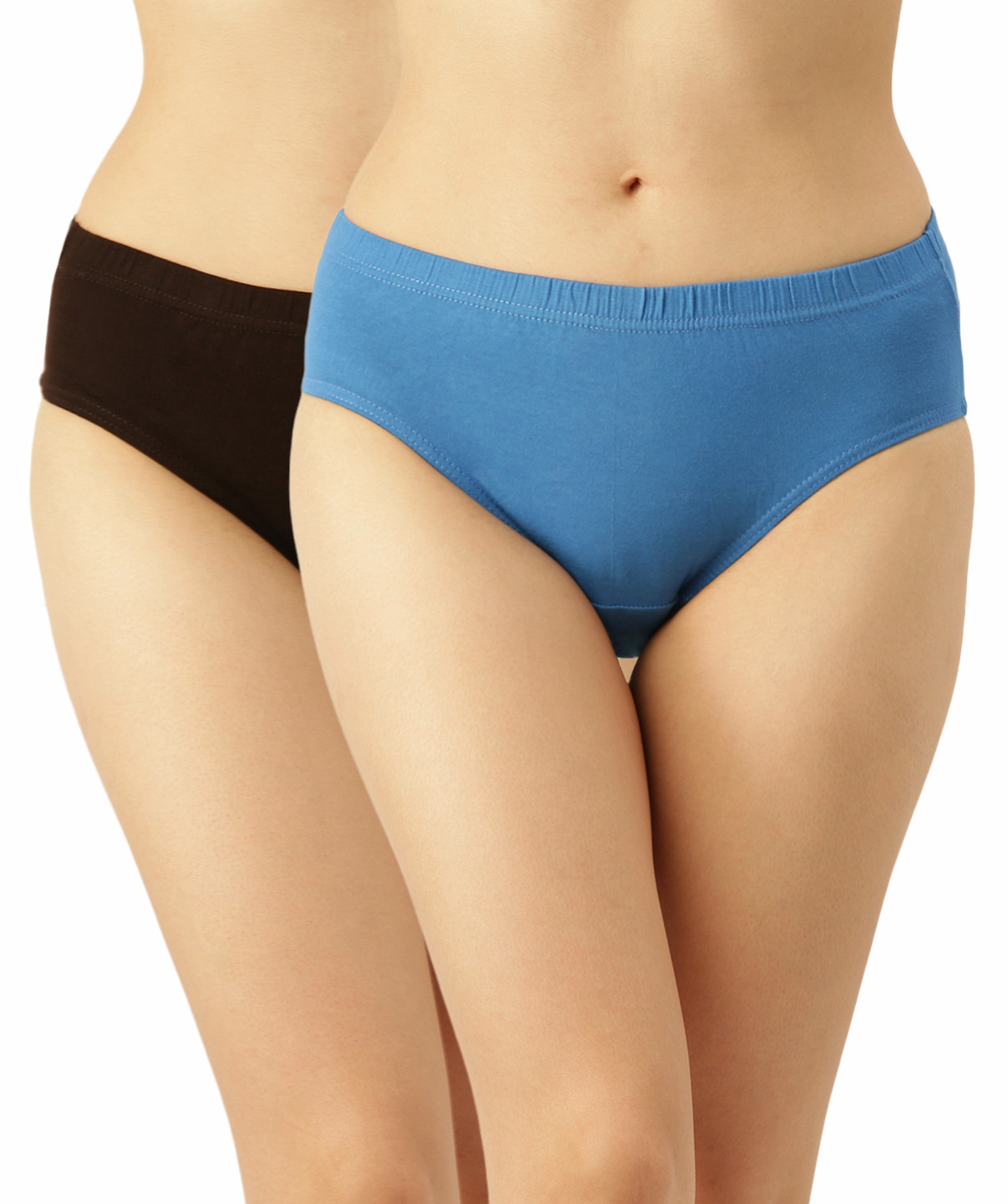 Solid High Rise Assorted Full Brief Panties (Pack of 2 Colors