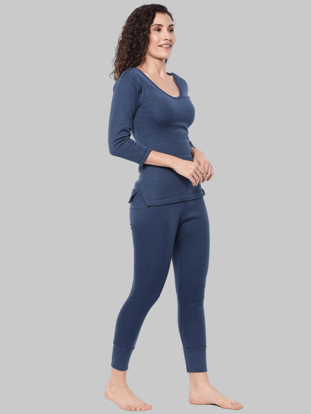 Dollar Thermals Wintercare Women Set Blue Round Neck Vest & Top Elastic  Trouser – Dollarshoppe