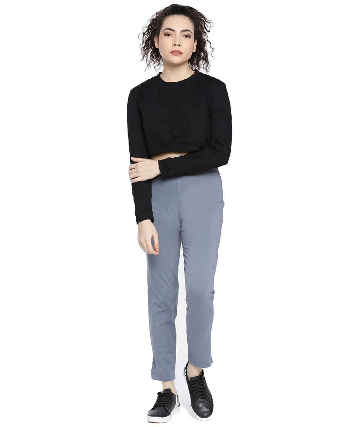 Buy Dollar Missy Steel Grey Regular Fit Cigarette Trousers for Women Online  @ Tata CLiQ